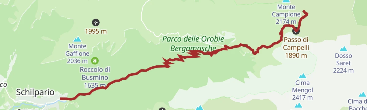 Route map: In Val Campelli al Rifugio Campione